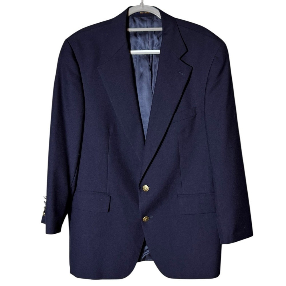 Chaps Midnight Blue Sport Coat with Gold Buttons